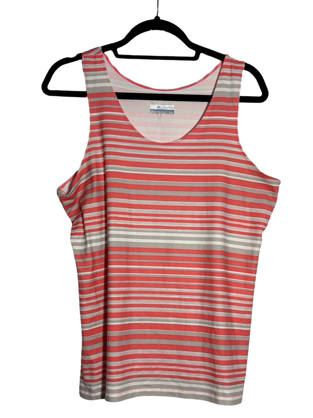 Columbia Coral and White Striped Tank Top